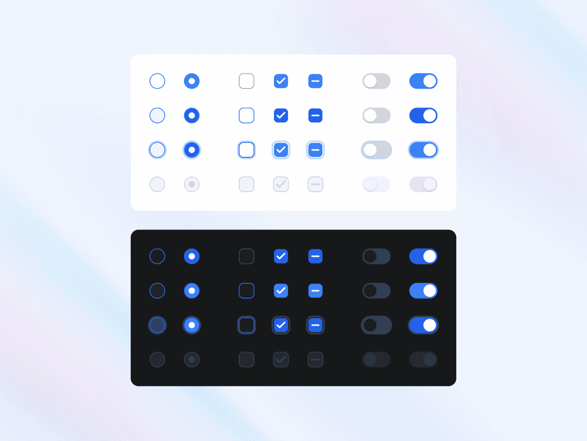 Radio, Checkbox, and Switch (Toggle) Variants