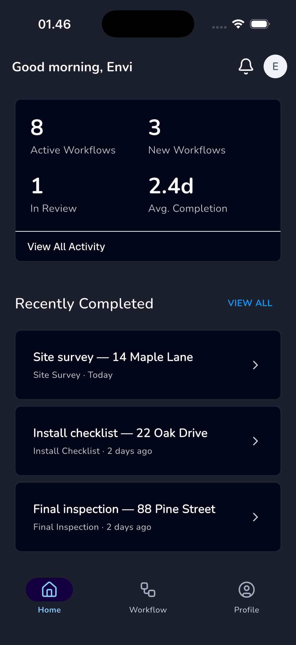 shadcn_ui dashboard dark